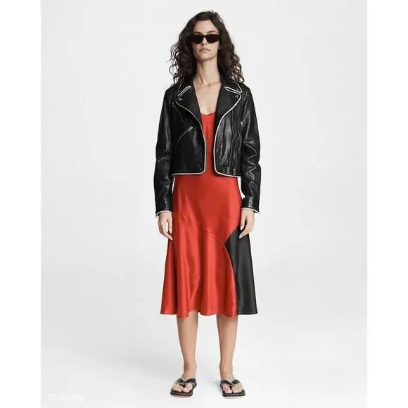 Rag & Bone Cruella Leather Moto Jacket 100% Lamb Leather Disney $1295 Size Small